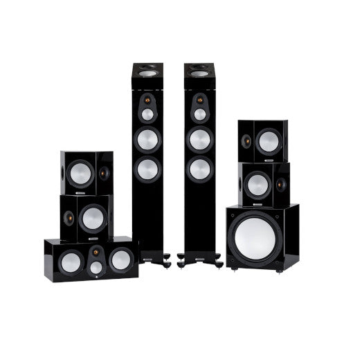 Image of Monitor Audio Silver 300 7.1.2 Dolby Atmos Home Cinema Speaker Package Gloss Black