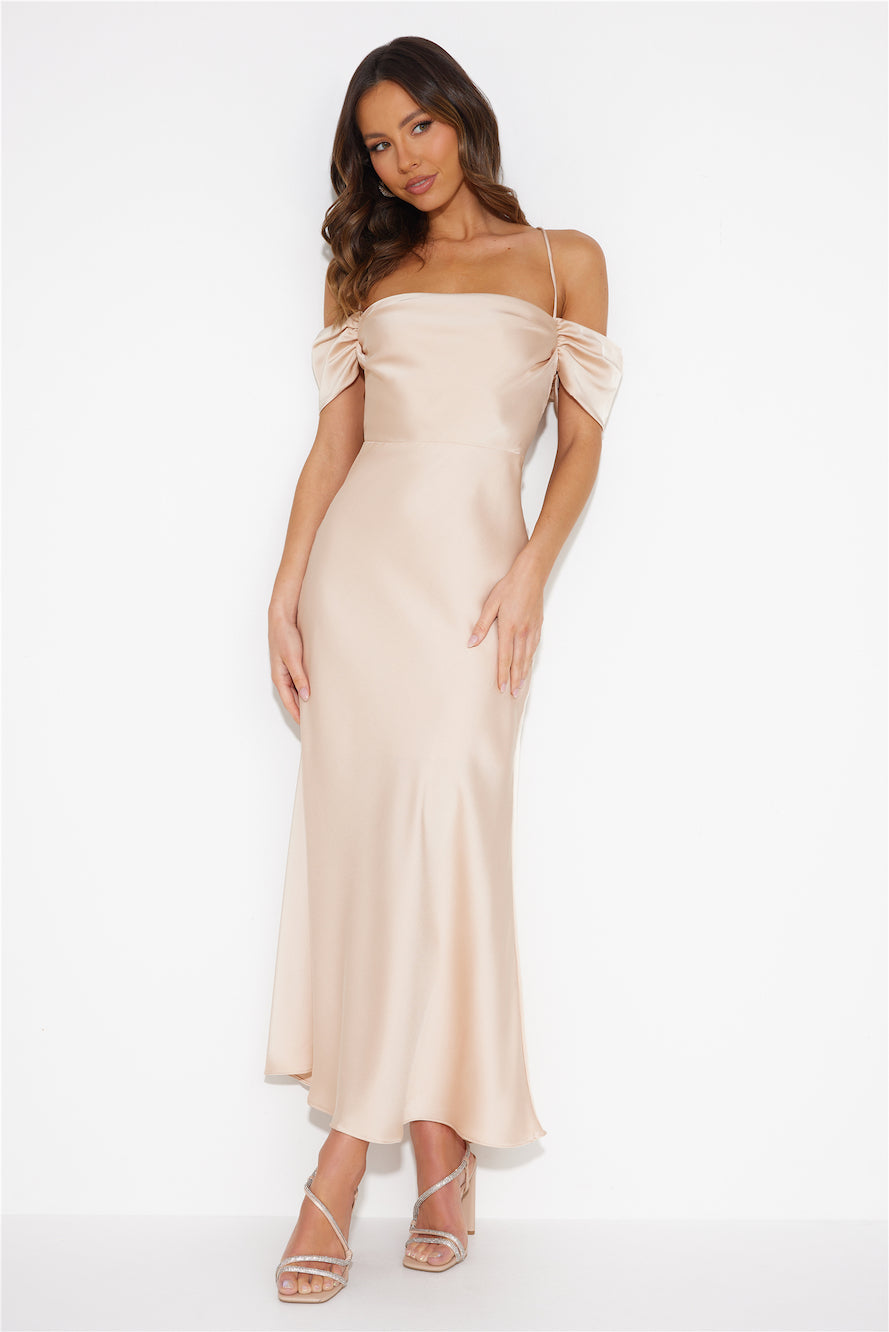 Lover Of Love Satin Maxi Dress Champagne