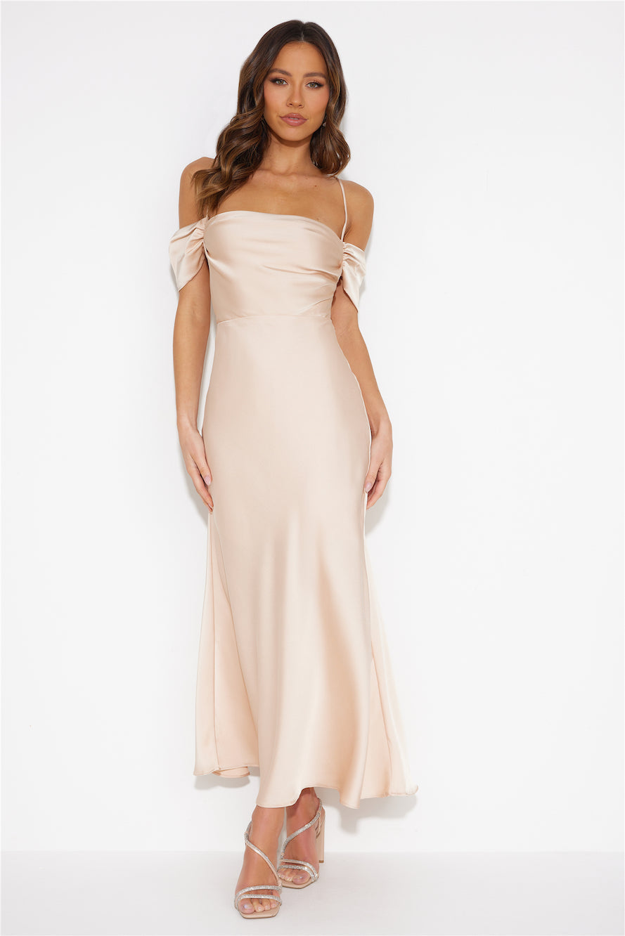 Lover Of Love Satin Maxi Dress Champagne