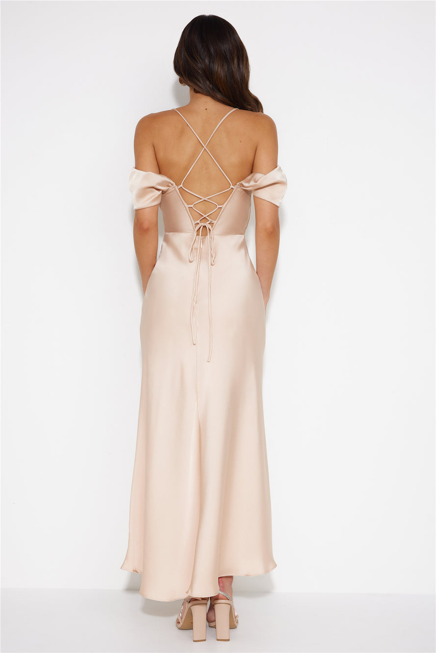 Lover Of Love Satin Maxi Dress Champagne