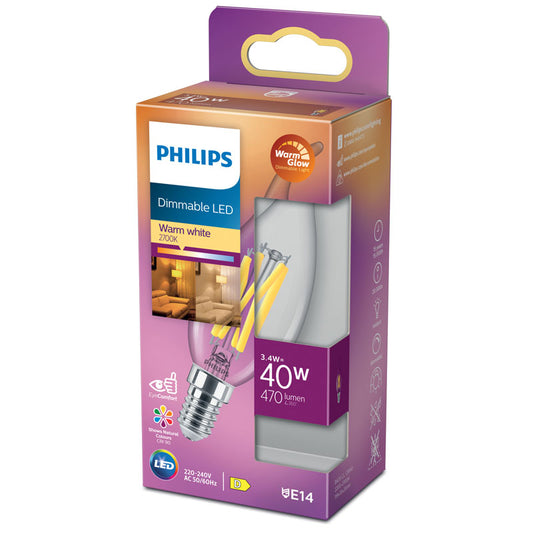 Philips LED Classic 3.4W 470lm Glow Dimmable E14 – The Light