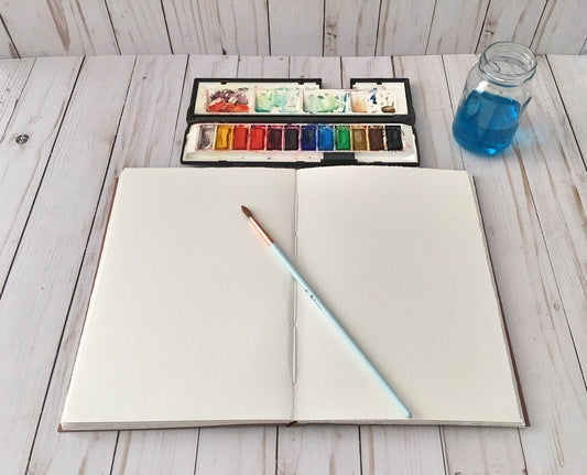 Large Pl Leather Sketchbook With Cotton Watercolor Paper in
