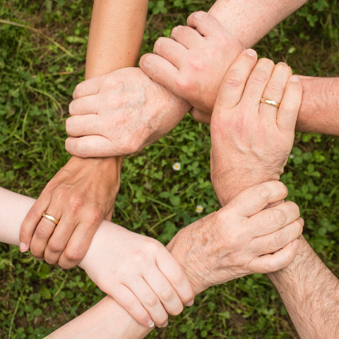 People holding hands to show inclusivity