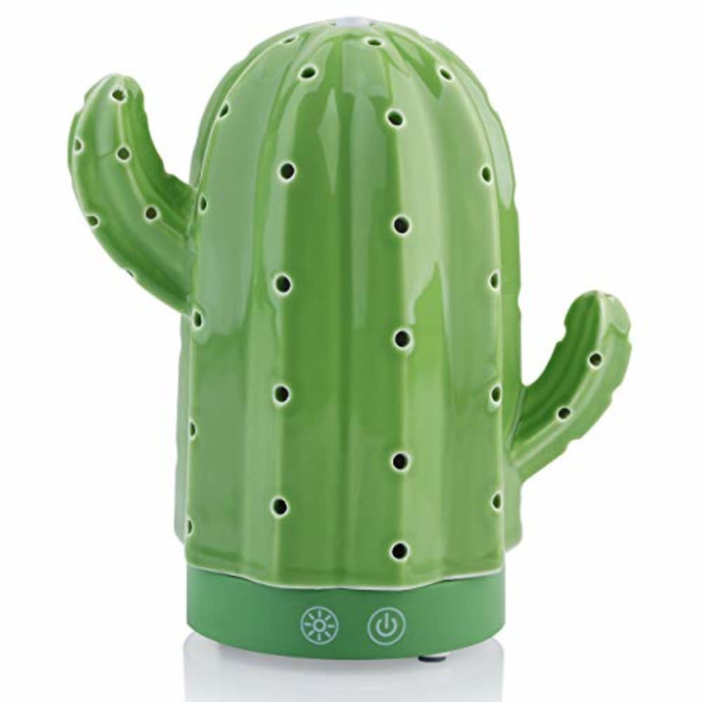 product-image-Essential Oil Diffuser 160ml with LED Night Lamps and Ceramics Cactus Humidifiers