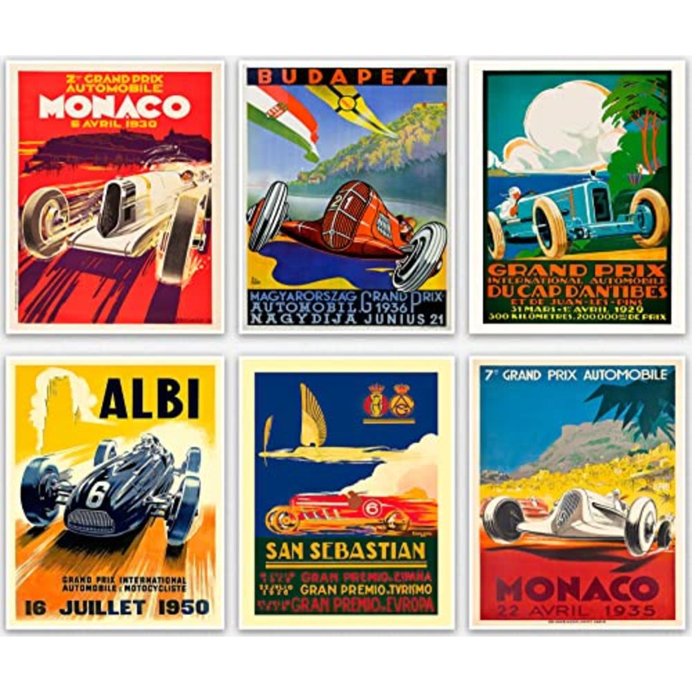 product-image-Grand Prix Car Racing Posters, Set of 6