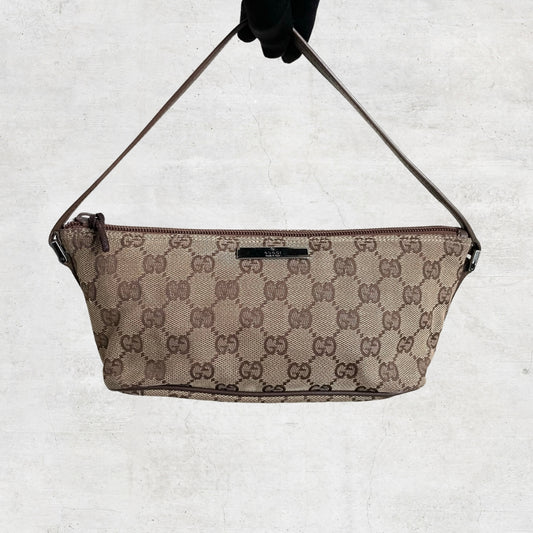 Gucci GG Canvas Boat Pochette - Brown Mini Bags, Handbags - GUC234986