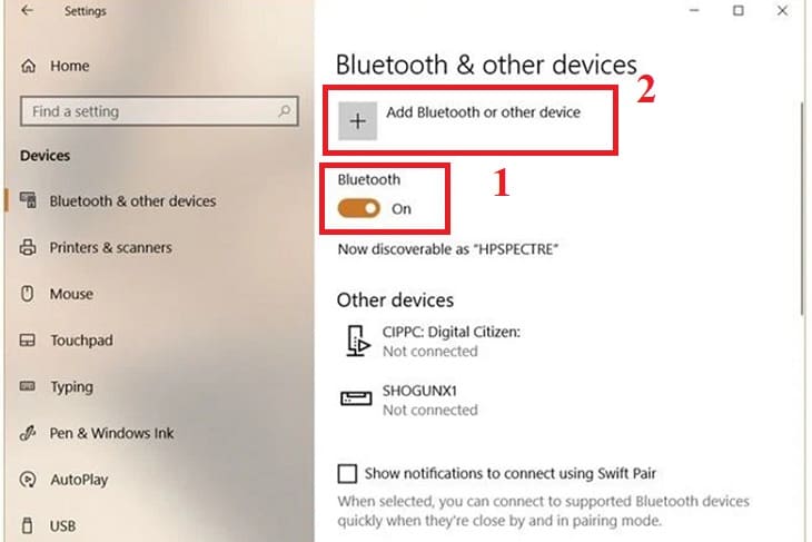 kết nối chuột không dây với laptop qua cổng Bluetooth