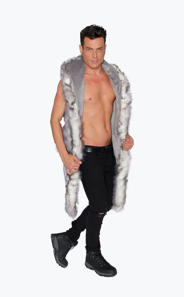 LED gray fur vest