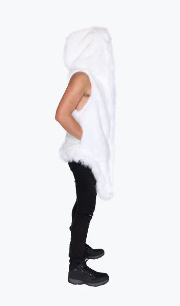 men’s white faux fur vest