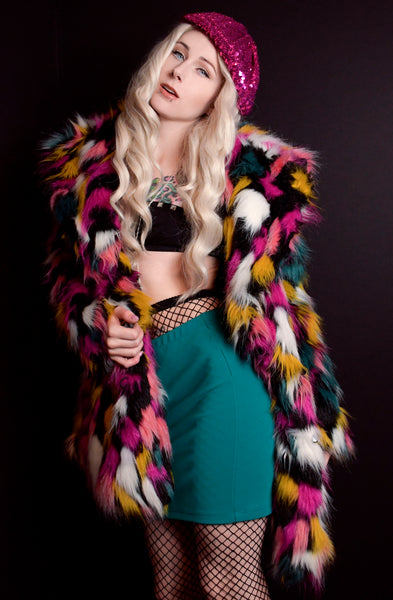 patchwork fur coat