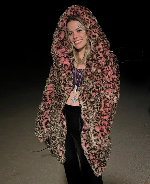 pink cheetah fur coat