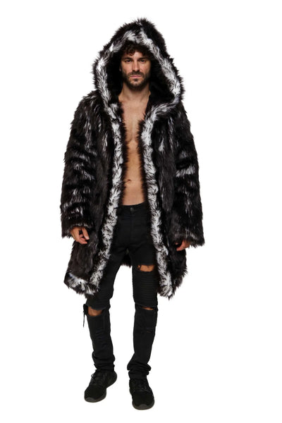 men’s black faux fur coat
