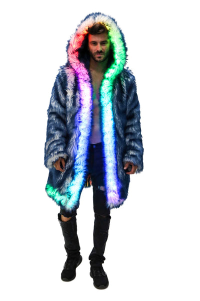 LED blue fur coat
