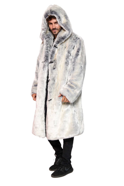 men’s white chinchilla faux fur coat