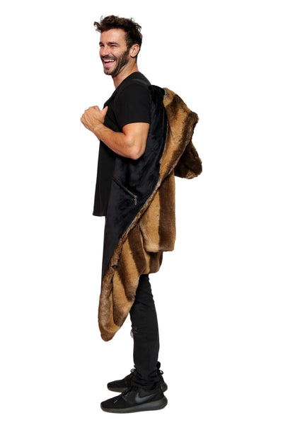 men’s brown faux fur coat