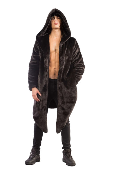 men’s black faux fur coat