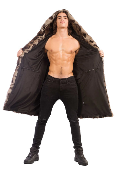 MEN'S brown fur PLAYA COAT IN "BISON"