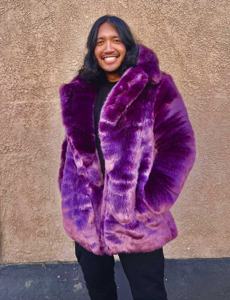 purple fur coat