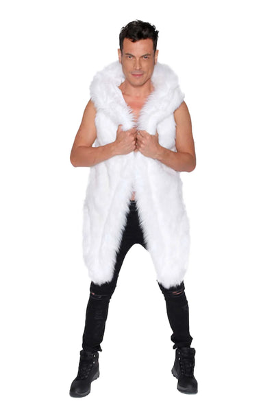 men’s white faux fur vest