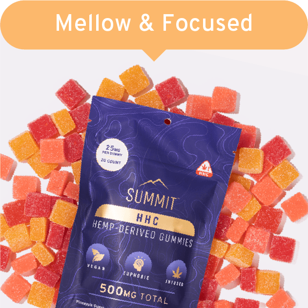 Summit HHC Product Image with text above it that says Mellow & Focused
