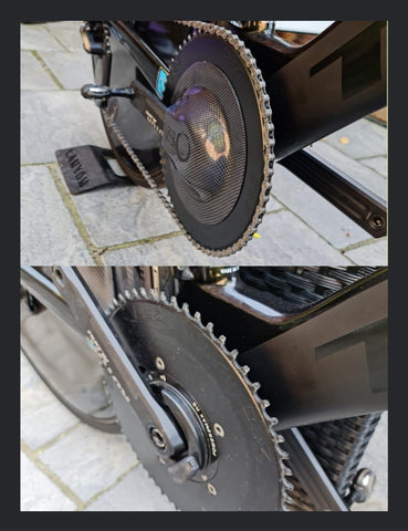 Der Quarq-Leistungsmesser mit Rotorkurbel ist mit einem EZ-Aero-Kettenblattschutz ausgestattet, damit Sie beim Zeitfahren und Triathlon schneller fahren.