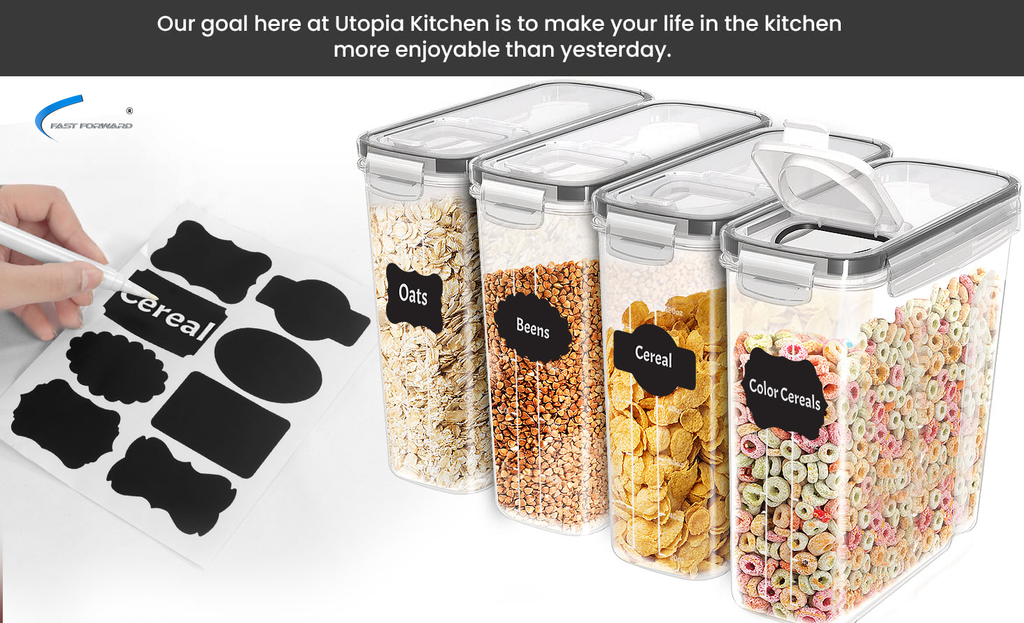 Fast Forward Cereal Containers Storage - Airtight Food Storage Containers & Cereal Dispenser