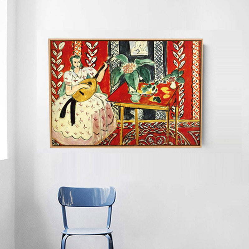 Henri Matisse the Music Painting in Red Canvas Wall Art Print for Bedroom, Textured