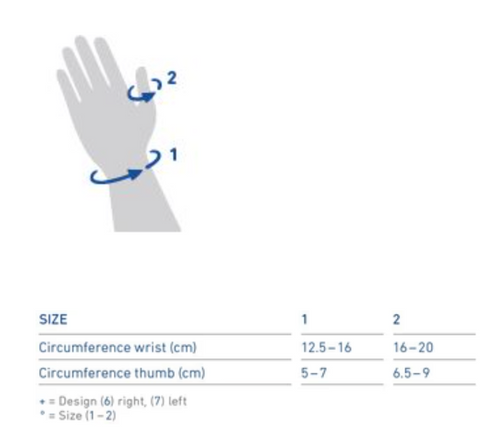 Bauerfeind RhizoLoc Thumb Stabilizer Sizing Chart