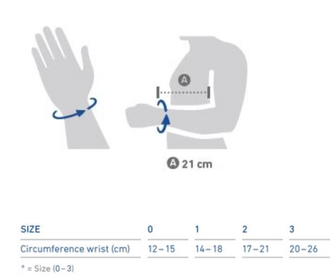 Bauerfeind ManuLoc Long Plus Wrist Brace Sizing Chart
