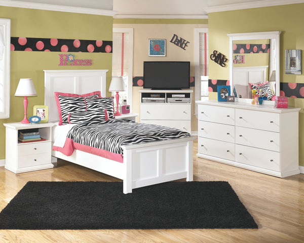 Bostwick Shoals   White  3 Pc.  Dresser, Mirror, Twin Panel Bed - Bien Home Furniture & Electronics