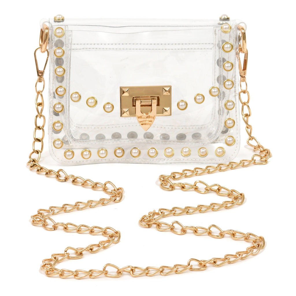 Jackie Clear Chain Purse - Gold