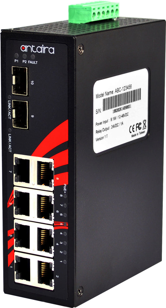 LNP-1204G-10G-SFP 12-Port Industrial 10G PoE+ Switch