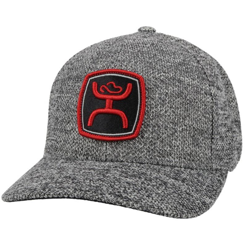 Hooey Men's "Zenith" Grey Flexfit With Red/Black Hooey Logo Ball Cap 2124GY - Painted Cowgirl Western Store