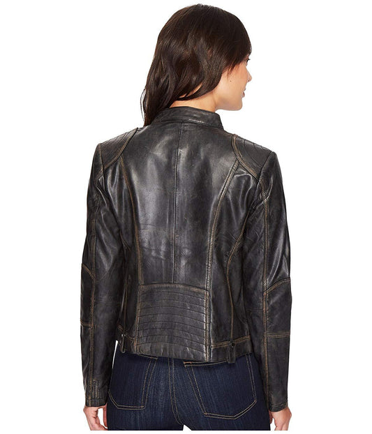 Mauritius Leather Women's Wild Green Tea Leather Jacket