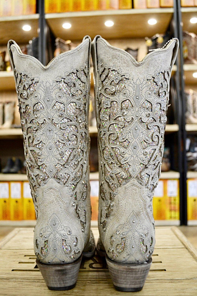 white sparkle cowboy boots