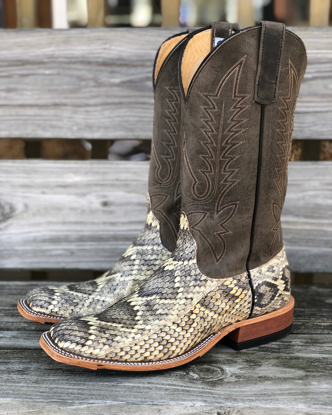 square toe snakeskin boots