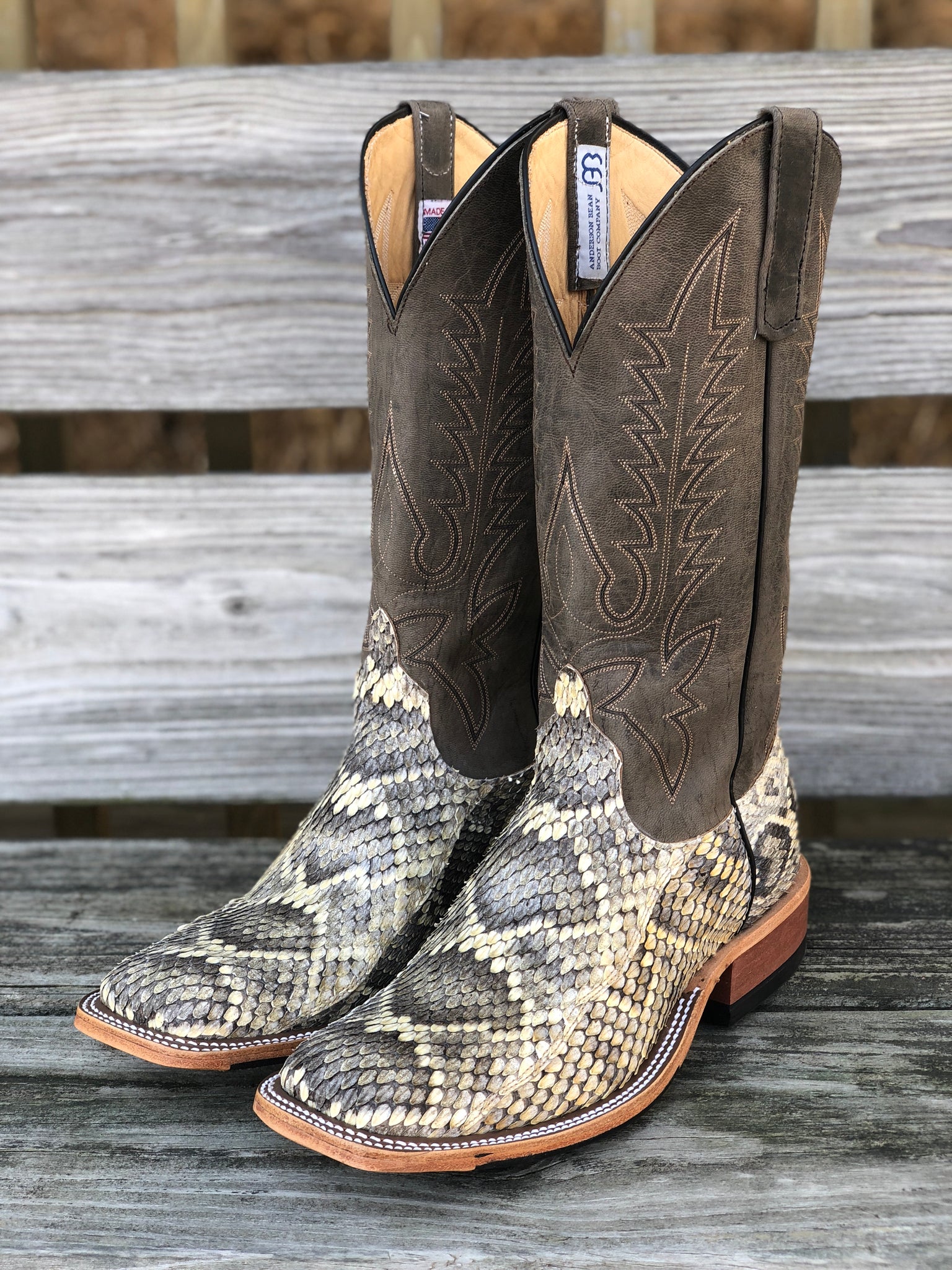 square toe snakeskin boots