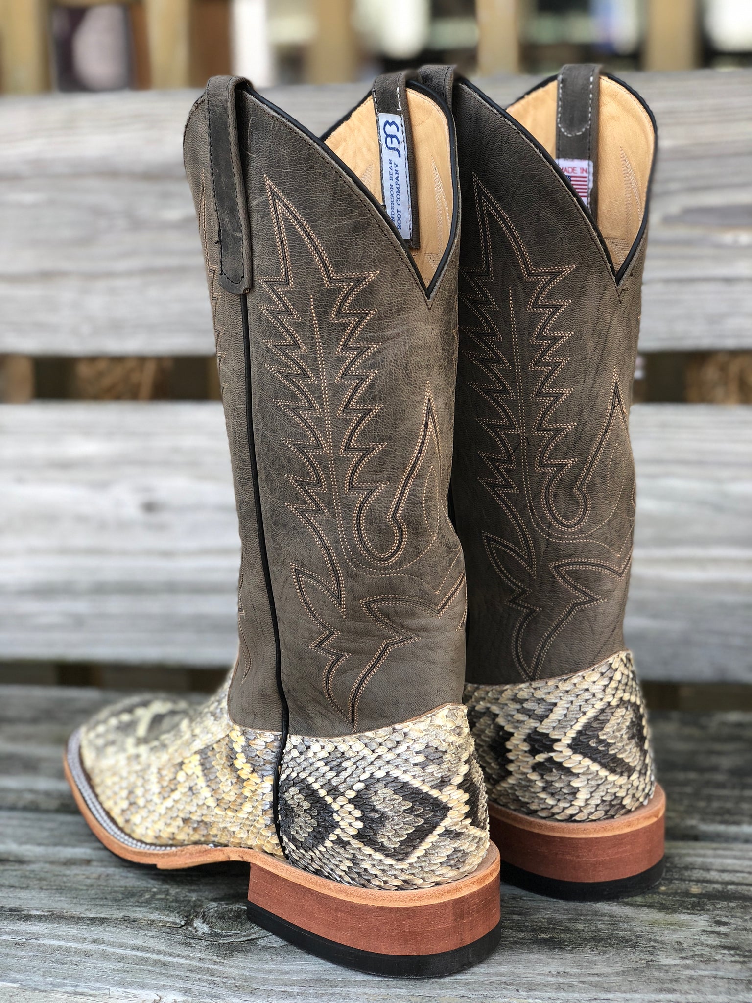 snakeskin cowboy boots square toe