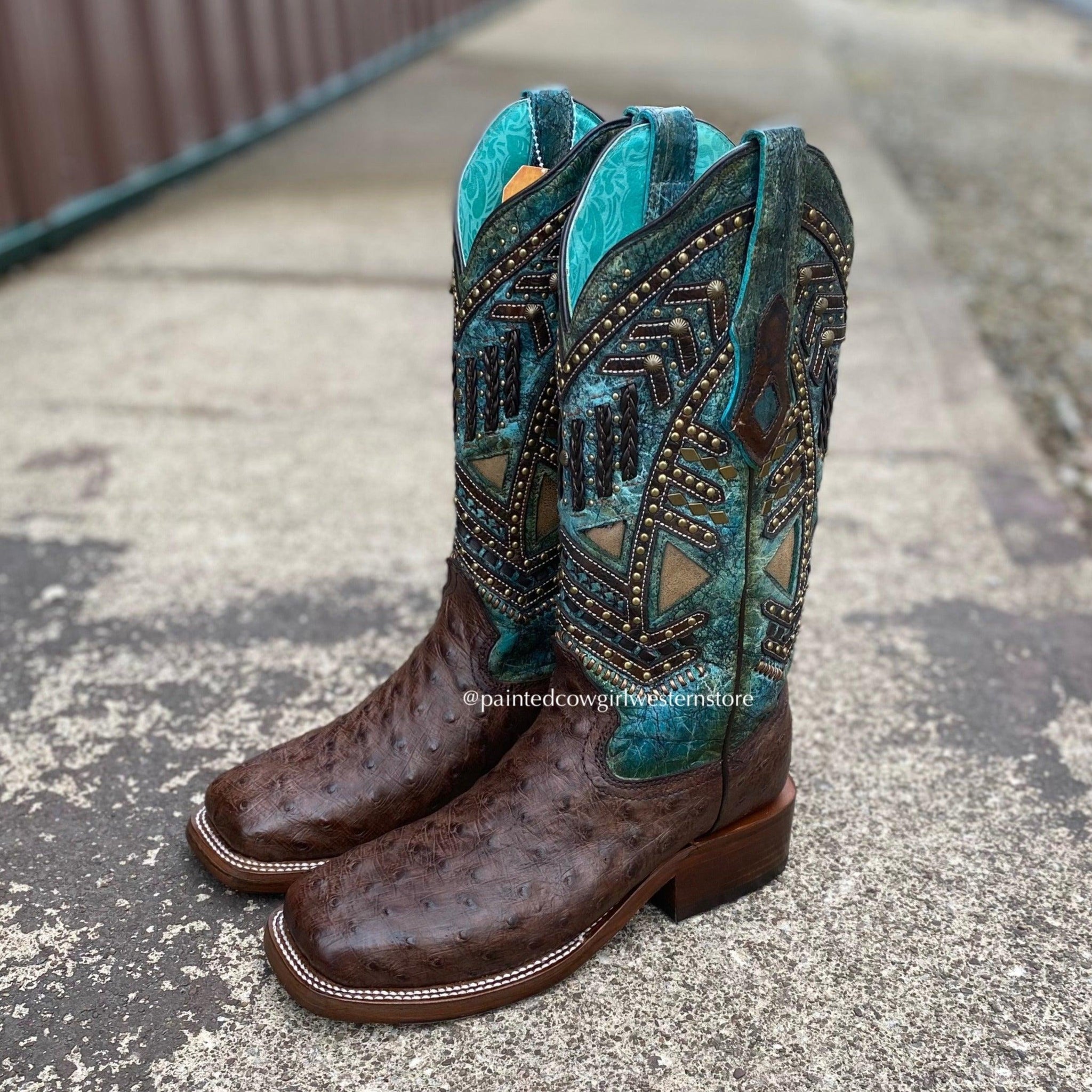 turquoise square toe cowgirl boots