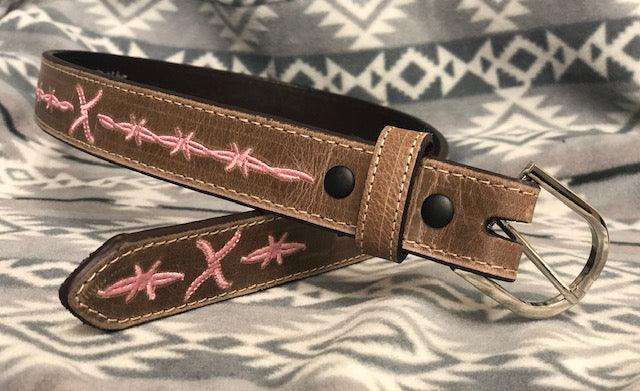 Twisted X Men's Brown Tooled Leather Multi Color Beaded Belt