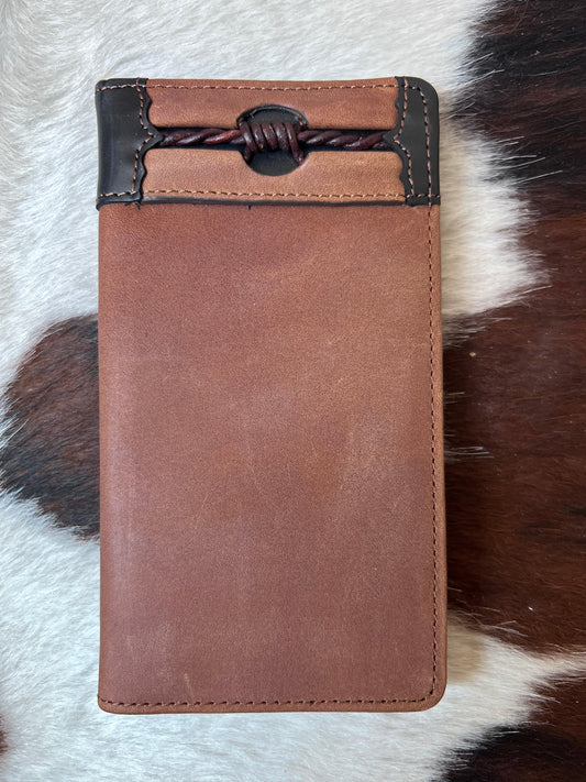Ostrich Print Checkbook Wallet - Saddle Rags