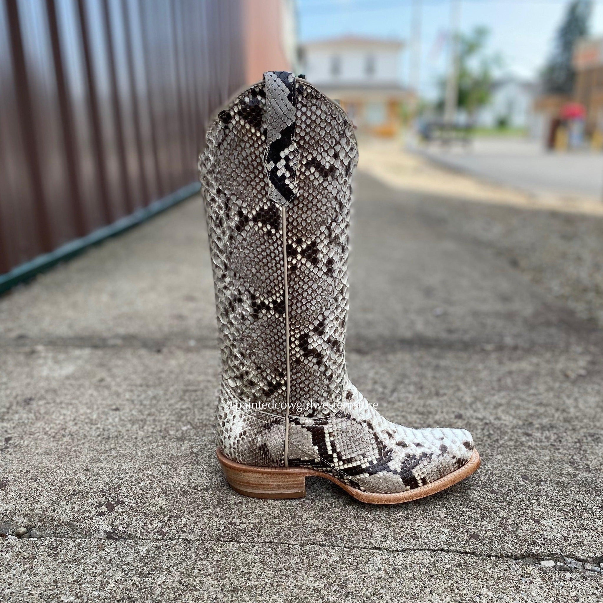 white snake skin boots