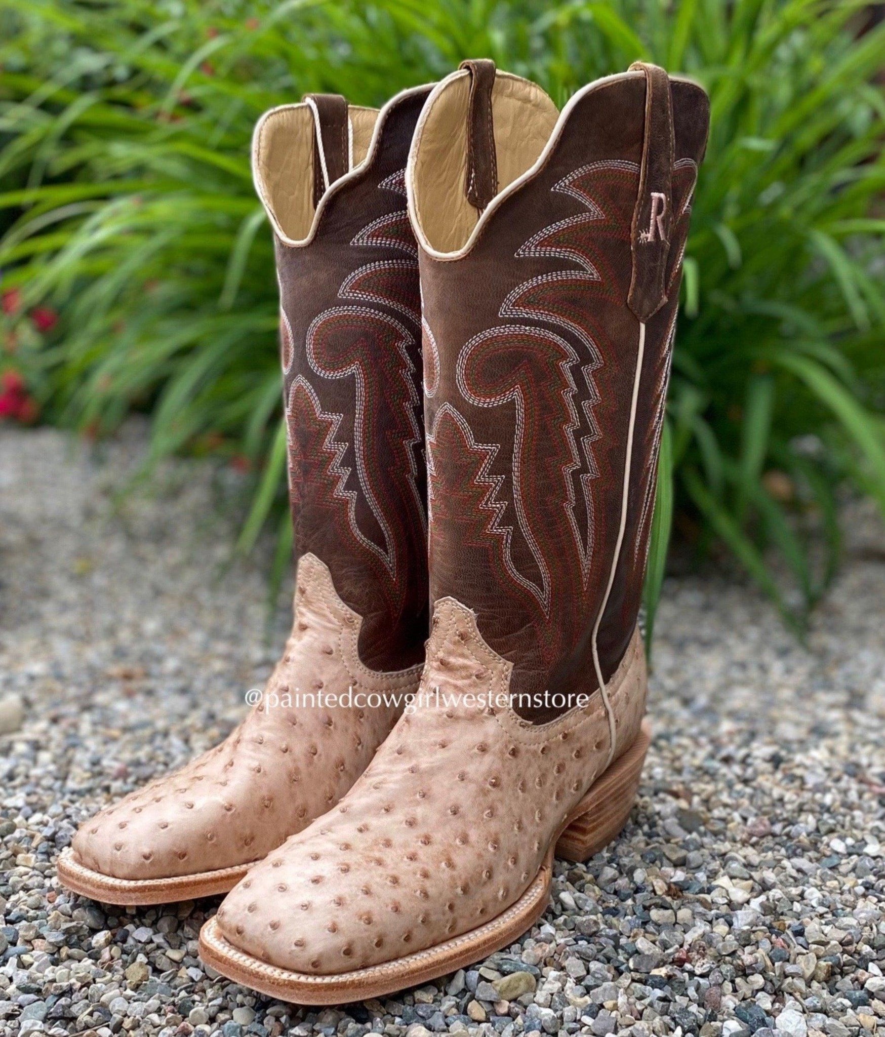 full quill ostrich boots square toe