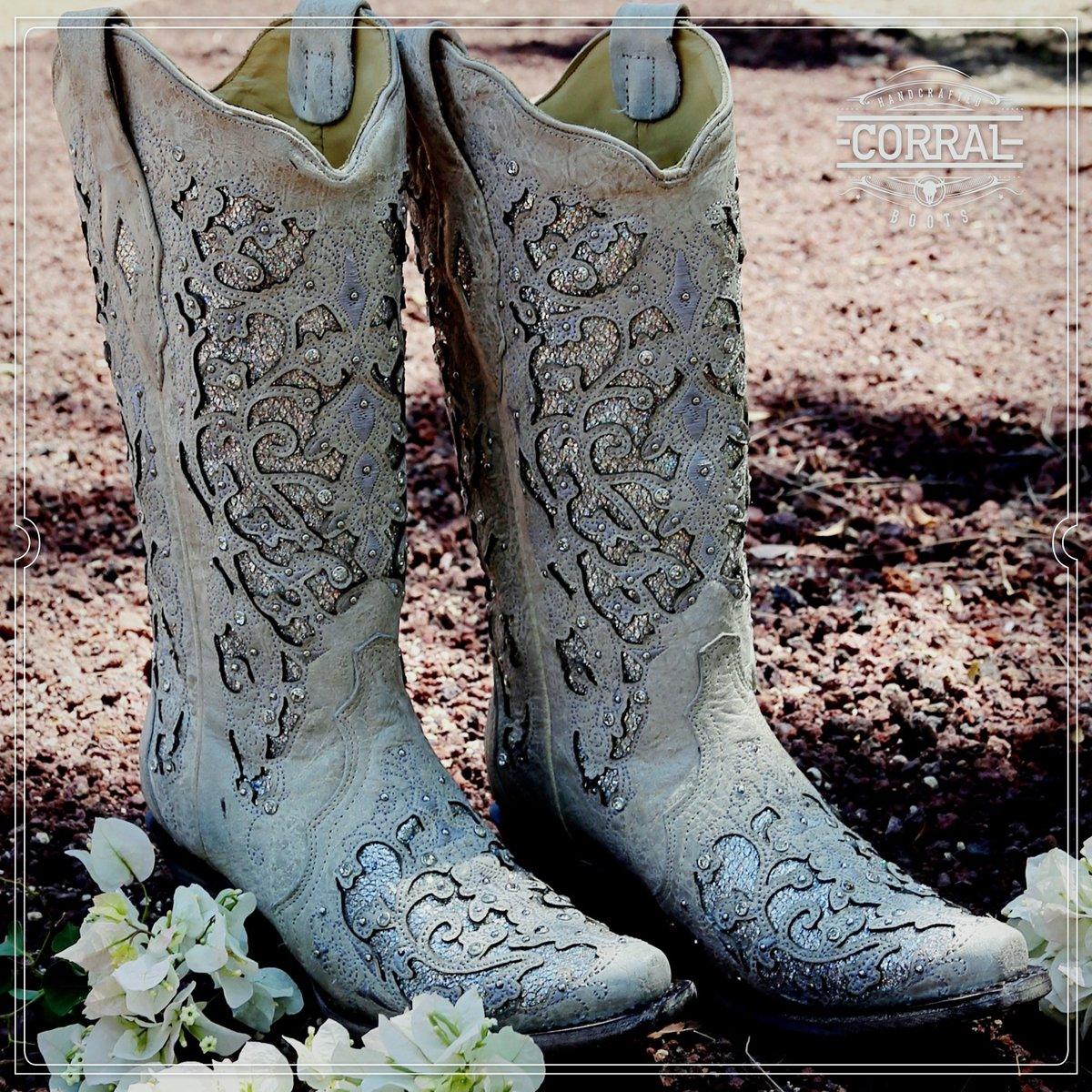 Corral Ladies White Glitter Inlay And Crystals Wedding Boots A3322 - Painted Cowgirl Western Store