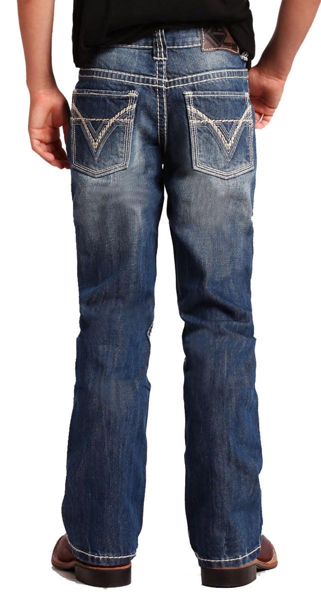 Rock & Roll Cowboy Boy's BB Gun Medium Wash Regular Boot Cut Jeans BB