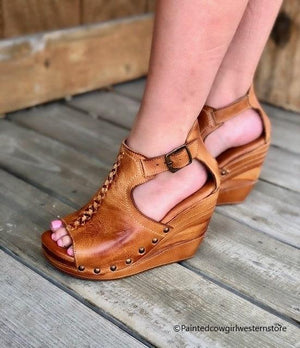 womens leather wedge shoes