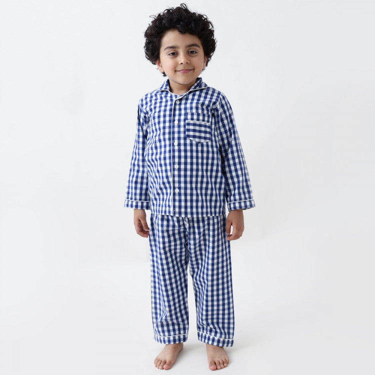 classic navy gingham pajama set