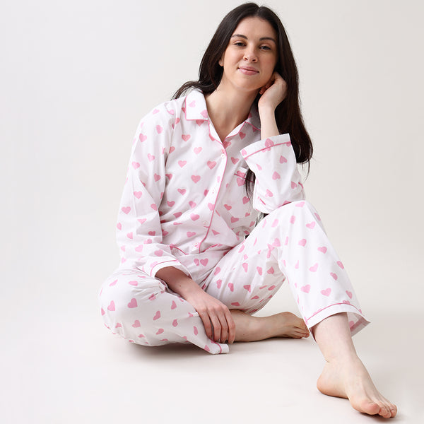 Women Red Hearts Pajama Set