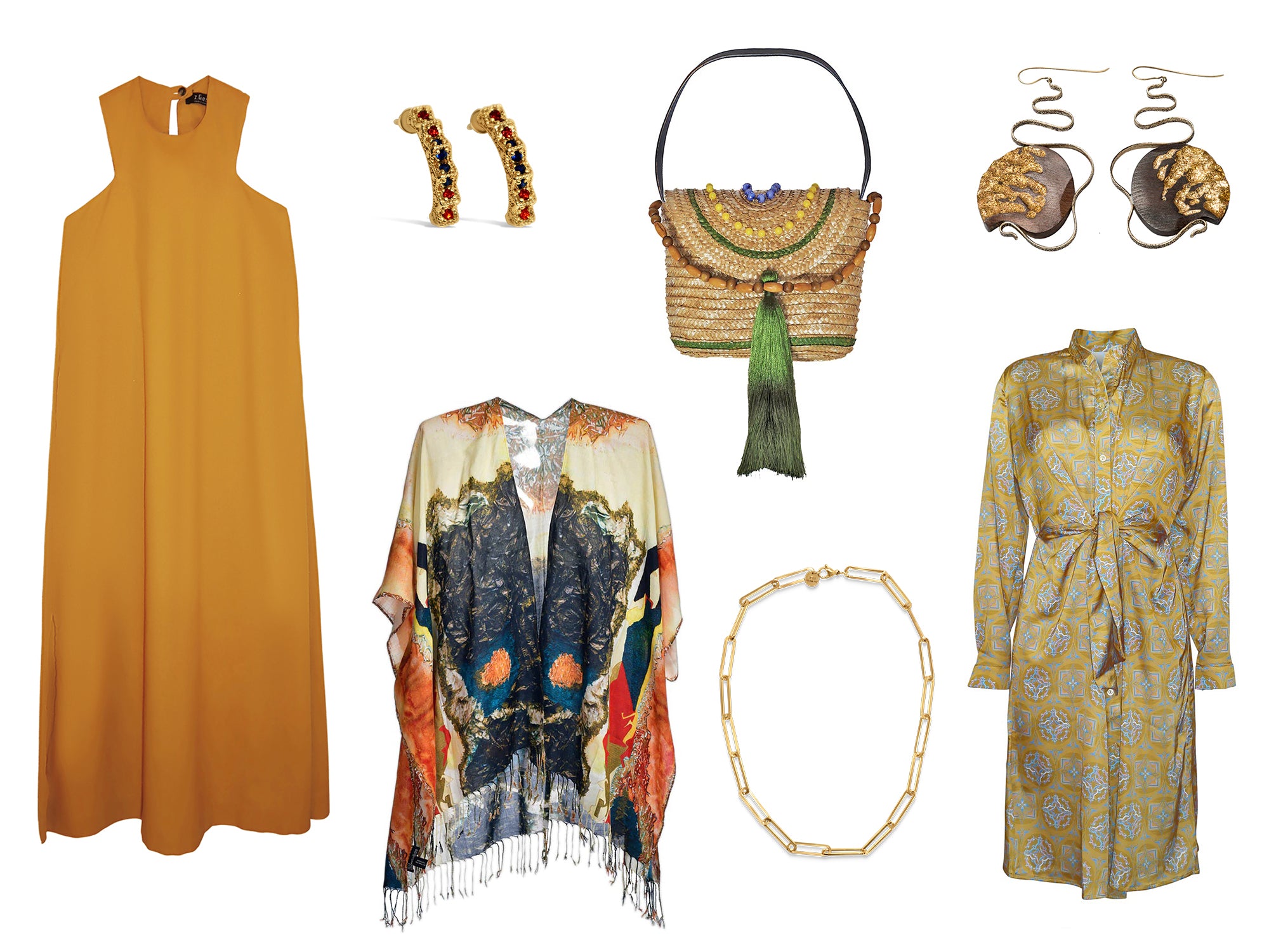 yellow outfit collage inspired by Armenian goddess 