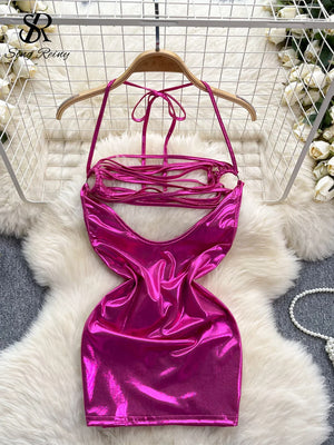 Metallic Silver/Pink Mini Dress - Radiant Ravewear